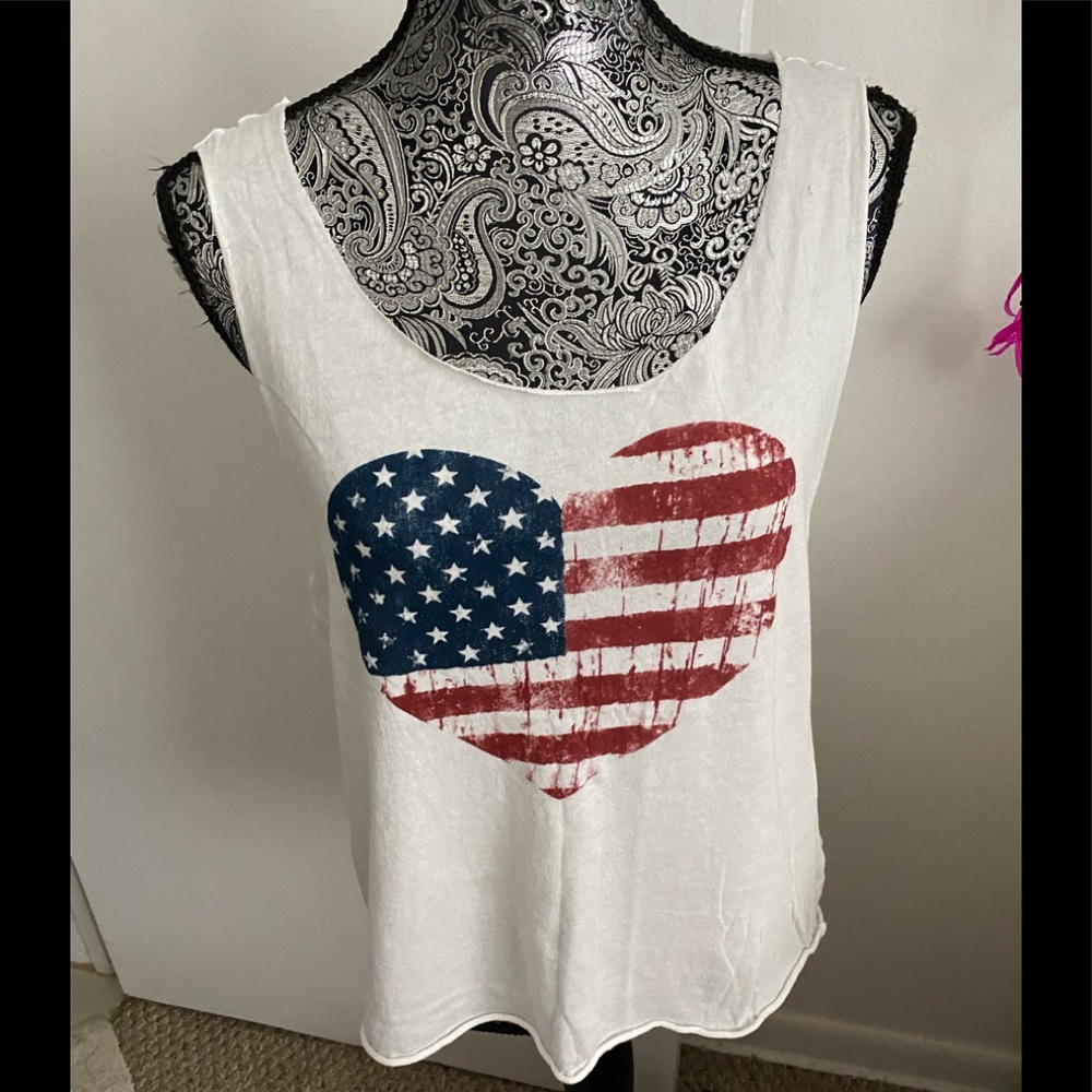 Y2K AMERICAN HEART FLAG T SHIRT OSFM